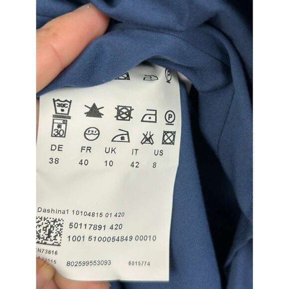 Hugo Boss Women's Size 8 Blue Dashina Belted Long Sleeve Shirt Dress - Picture 13 of 16